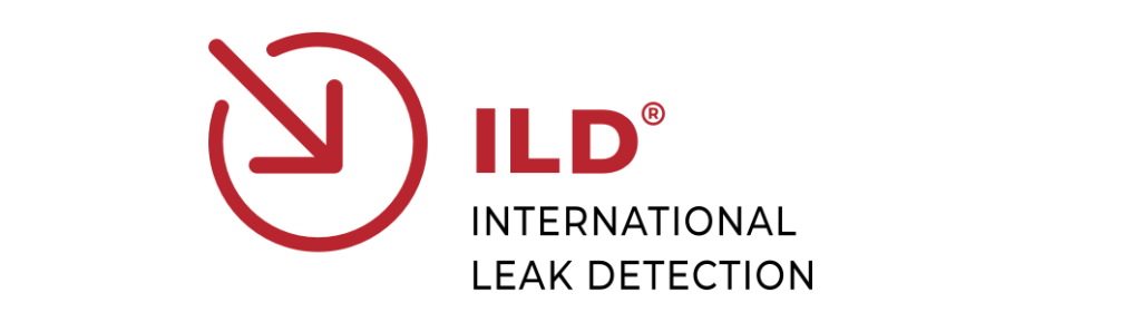 Logo der ILD Deutschland GmbH, Kreis mit einem Pfeil von oben links zur Mitte und dem Text International Leak Detection.